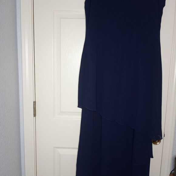 PATRA Womens Navy Sheer Zippered Lined Sleeveless V Neck Maxi Dress 12 - Picture 6 of 12